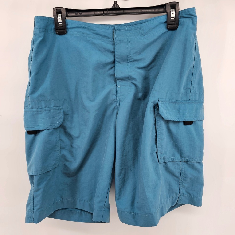 LL Bean‎ Outdoors Cargo Shorts Mens 33 Teal Blue Nylon Hiking Utility 0PS60